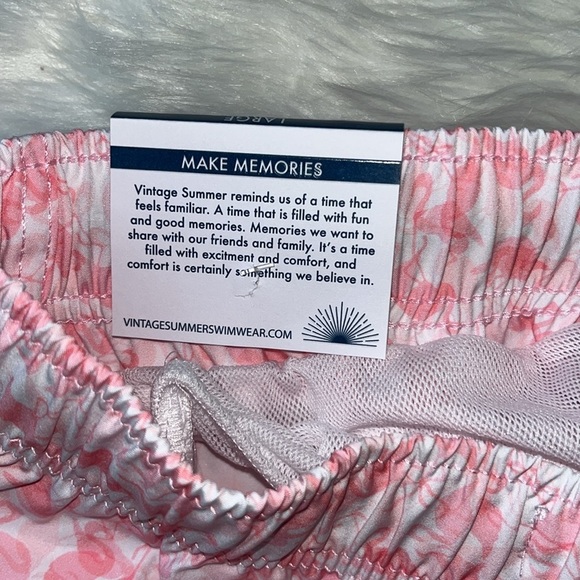🆕 Men’s Vintage Summer Swim Trunks Pink Flamingos Swimwear Quick Dry Size L - Picture 10 of 10